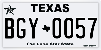 TX license plate BGY0057