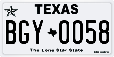 TX license plate BGY0058