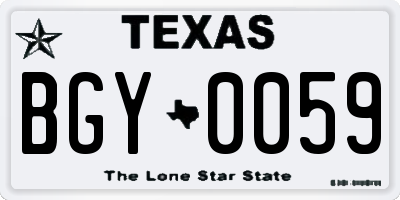 TX license plate BGY0059