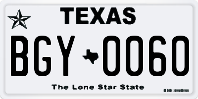 TX license plate BGY0060