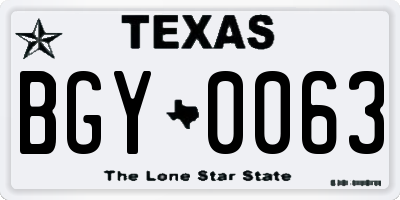 TX license plate BGY0063