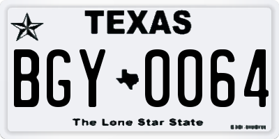 TX license plate BGY0064