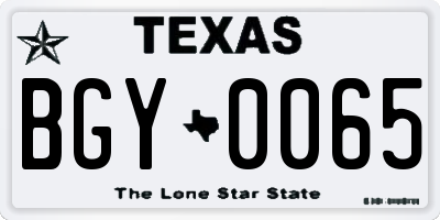 TX license plate BGY0065