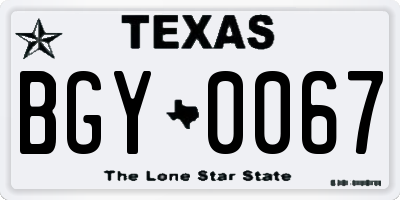 TX license plate BGY0067