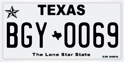TX license plate BGY0069