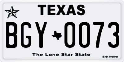 TX license plate BGY0073