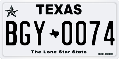 TX license plate BGY0074