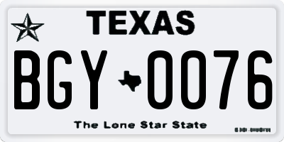 TX license plate BGY0076