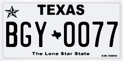 TX license plate BGY0077