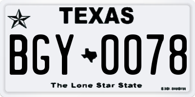 TX license plate BGY0078