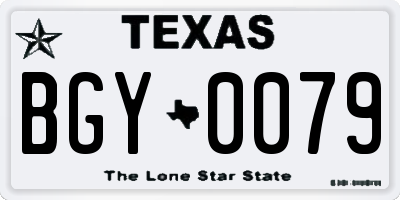 TX license plate BGY0079