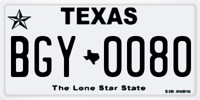 TX license plate BGY0080