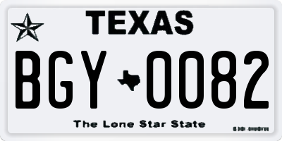 TX license plate BGY0082