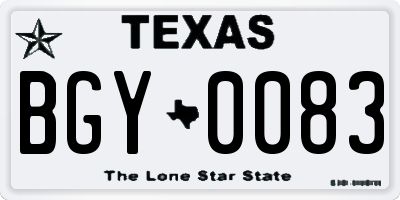 TX license plate BGY0083