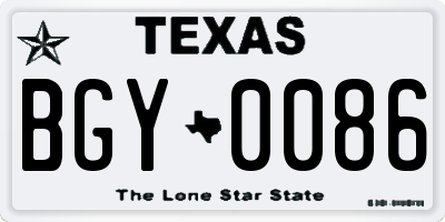 TX license plate BGY0086