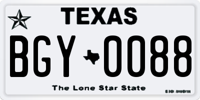 TX license plate BGY0088