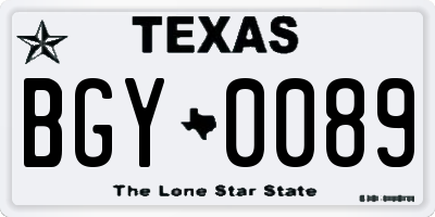 TX license plate BGY0089