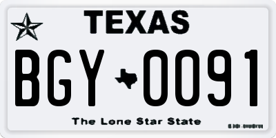 TX license plate BGY0091