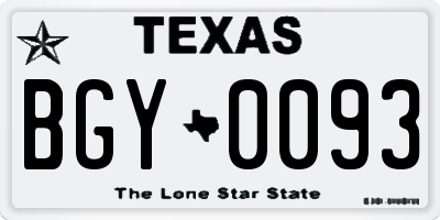 TX license plate BGY0093