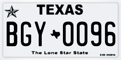 TX license plate BGY0096