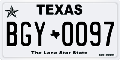 TX license plate BGY0097