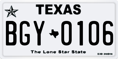 TX license plate BGY0106