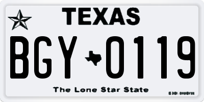 TX license plate BGY0119