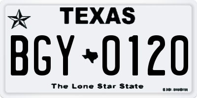TX license plate BGY0120