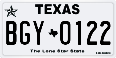 TX license plate BGY0122