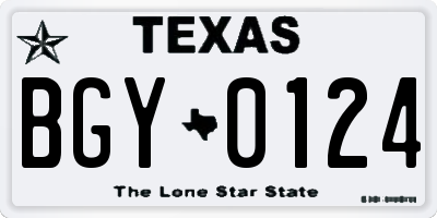 TX license plate BGY0124