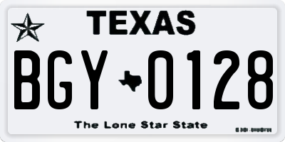 TX license plate BGY0128