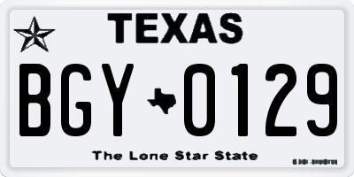 TX license plate BGY0129