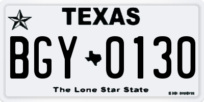 TX license plate BGY0130