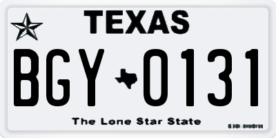 TX license plate BGY0131