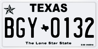 TX license plate BGY0132
