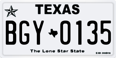 TX license plate BGY0135