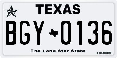 TX license plate BGY0136