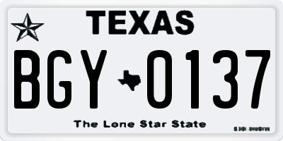 TX license plate BGY0137