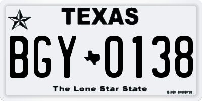 TX license plate BGY0138