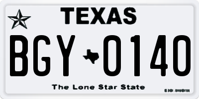 TX license plate BGY0140