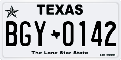 TX license plate BGY0142
