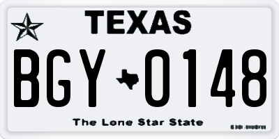 TX license plate BGY0148