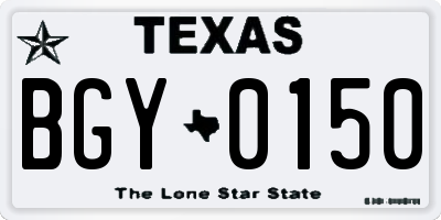 TX license plate BGY0150