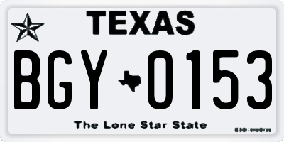TX license plate BGY0153