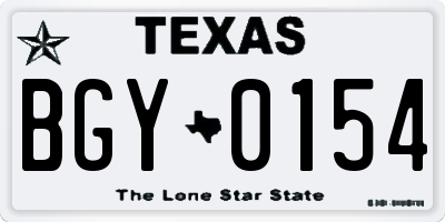TX license plate BGY0154