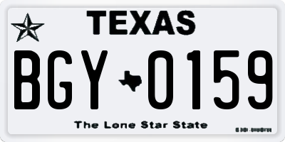 TX license plate BGY0159