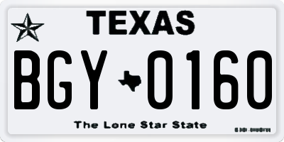 TX license plate BGY0160