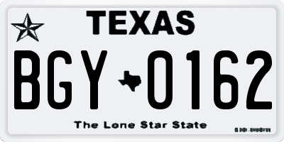 TX license plate BGY0162