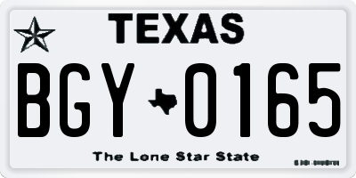 TX license plate BGY0165