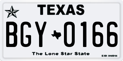 TX license plate BGY0166